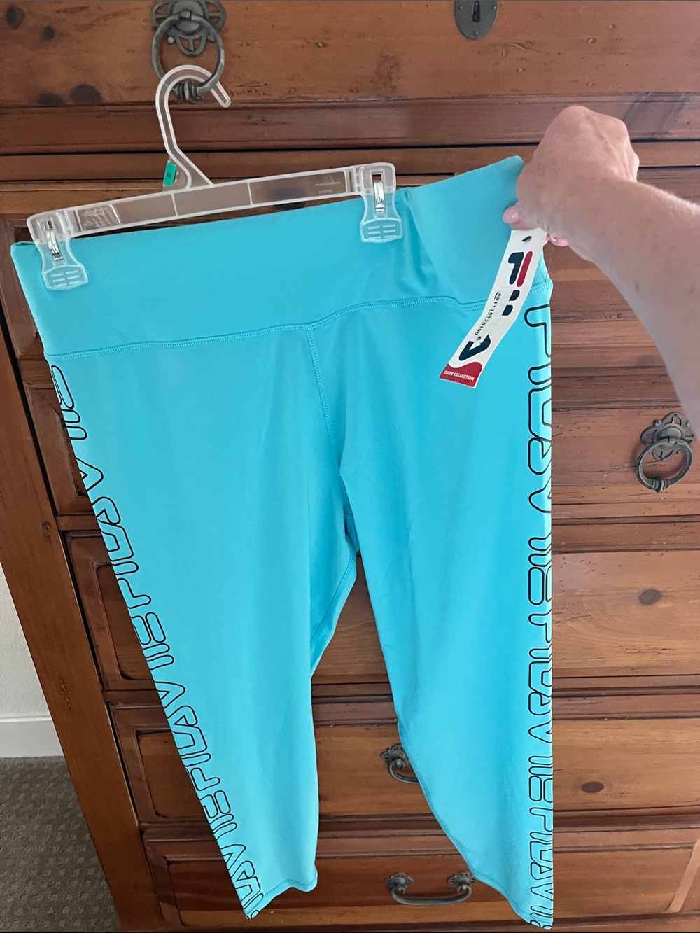 Fila Bright Aqua Leggings with Side Logo Size 2X NWT